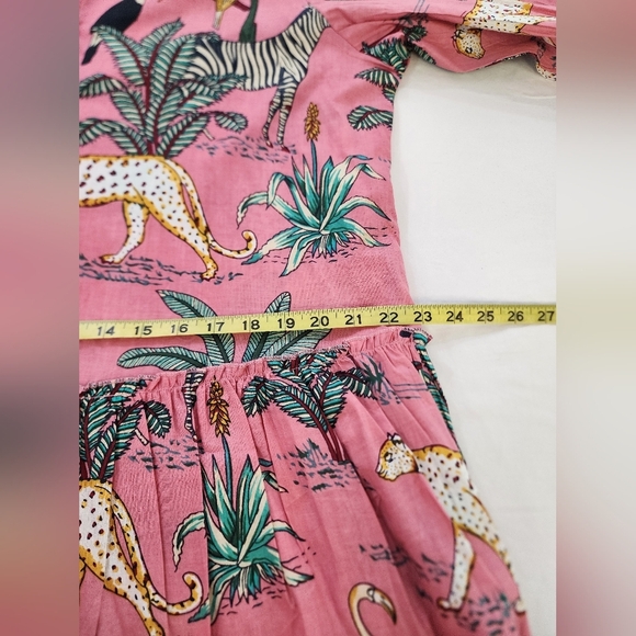 Fox & Hen Pink Animal & Leaf Print Dress Size XLarge - Picture 6 of 16